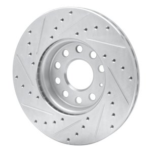 Audi A3 Brake Rotor (1) - Front Right - R1 Concepts - Drilled & Slotted - Silver - `05-`25